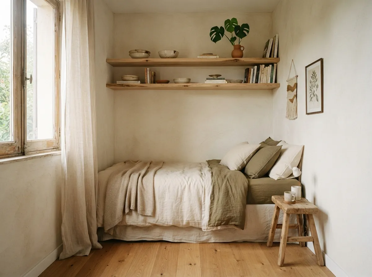 Chambre — Plan suite parentale en longueur : comment j'ai organisé mes 15m² pour que ça ne ressemble pas à un wagon